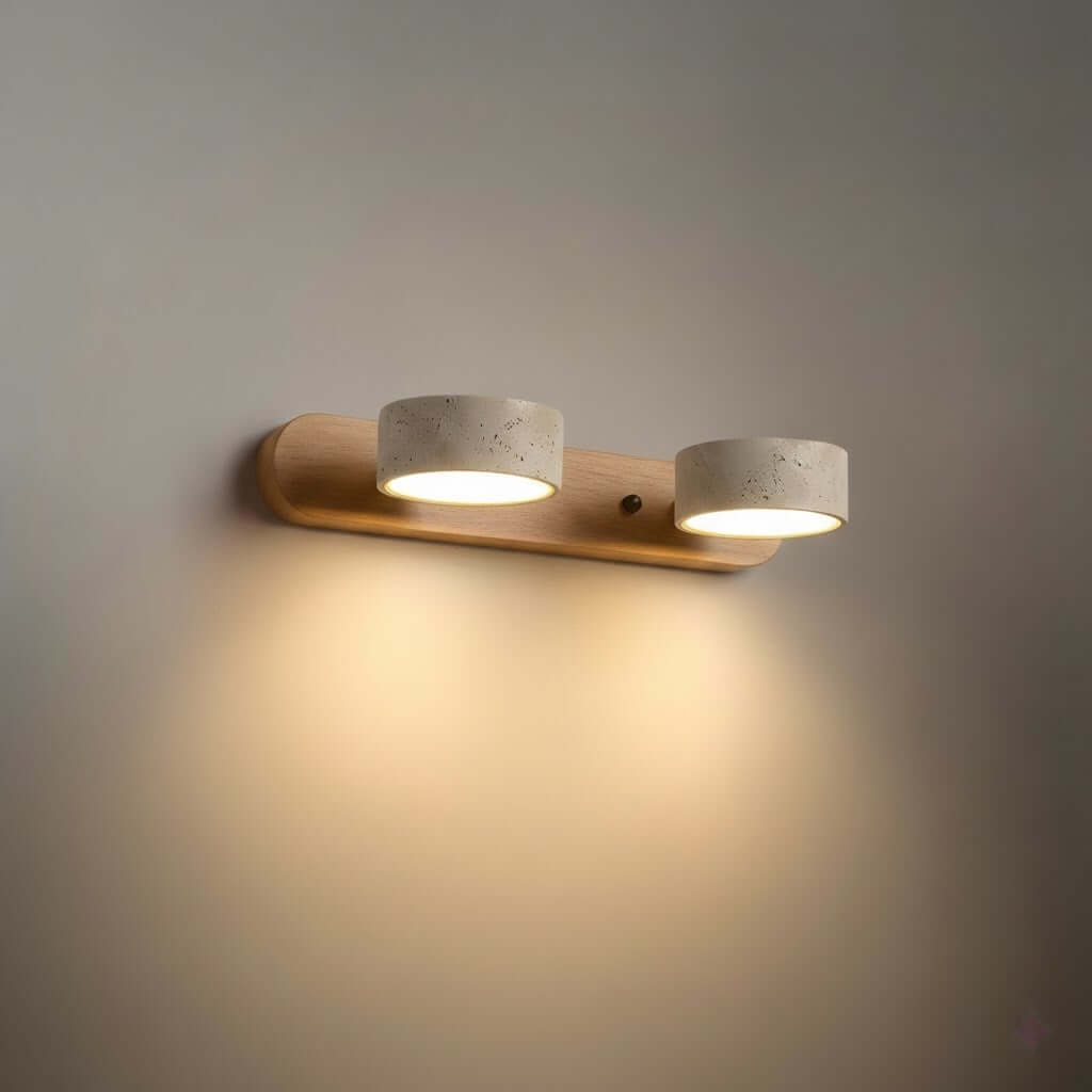 Modern Travertine Wall Light – Wood and Stone LED Sconce