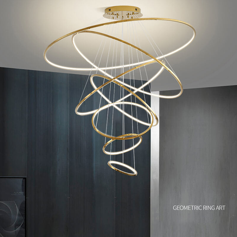 Antizer Large Tiered Ring Foyer Chandelier
