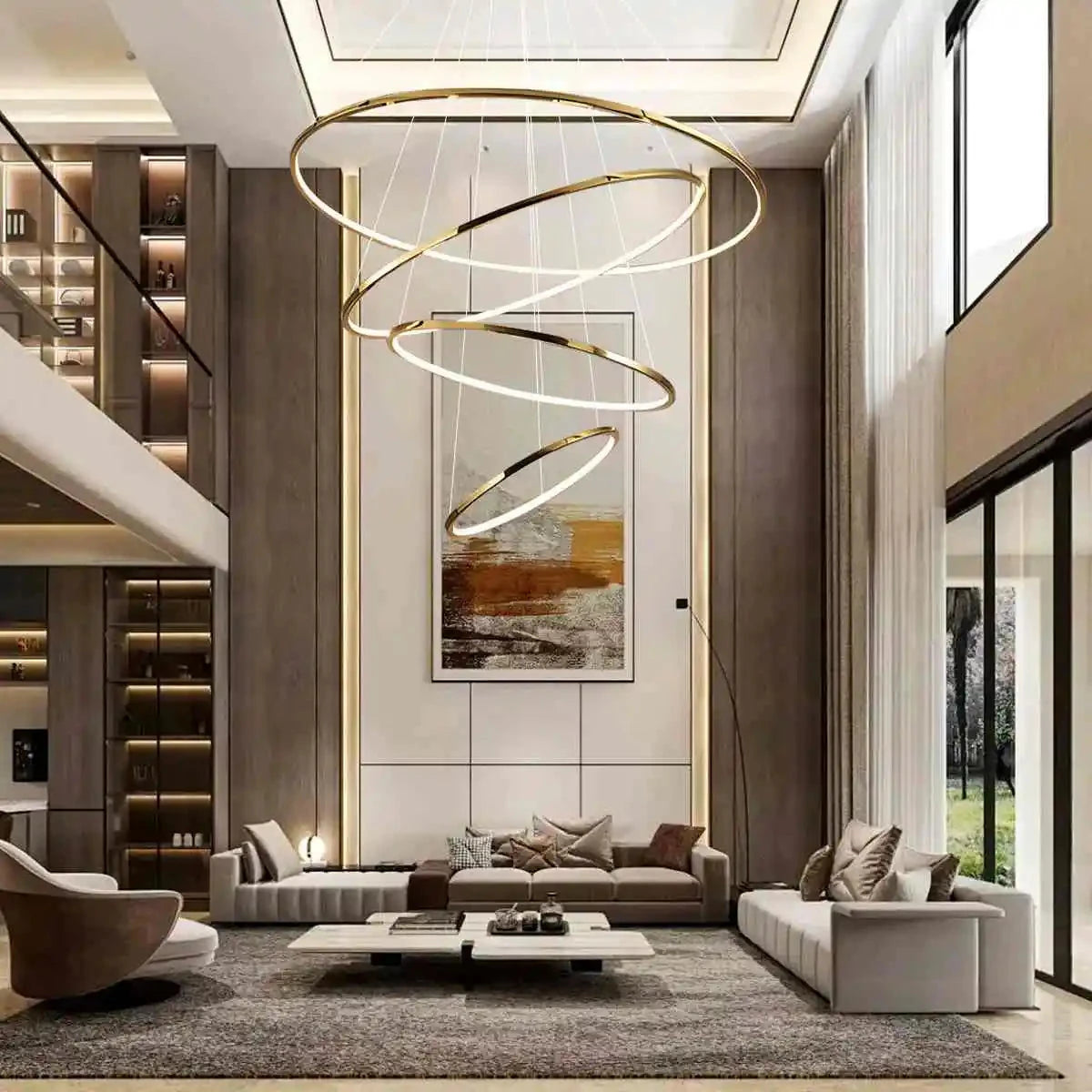 Antizer Large Tiered Ring Foyer Chandelier