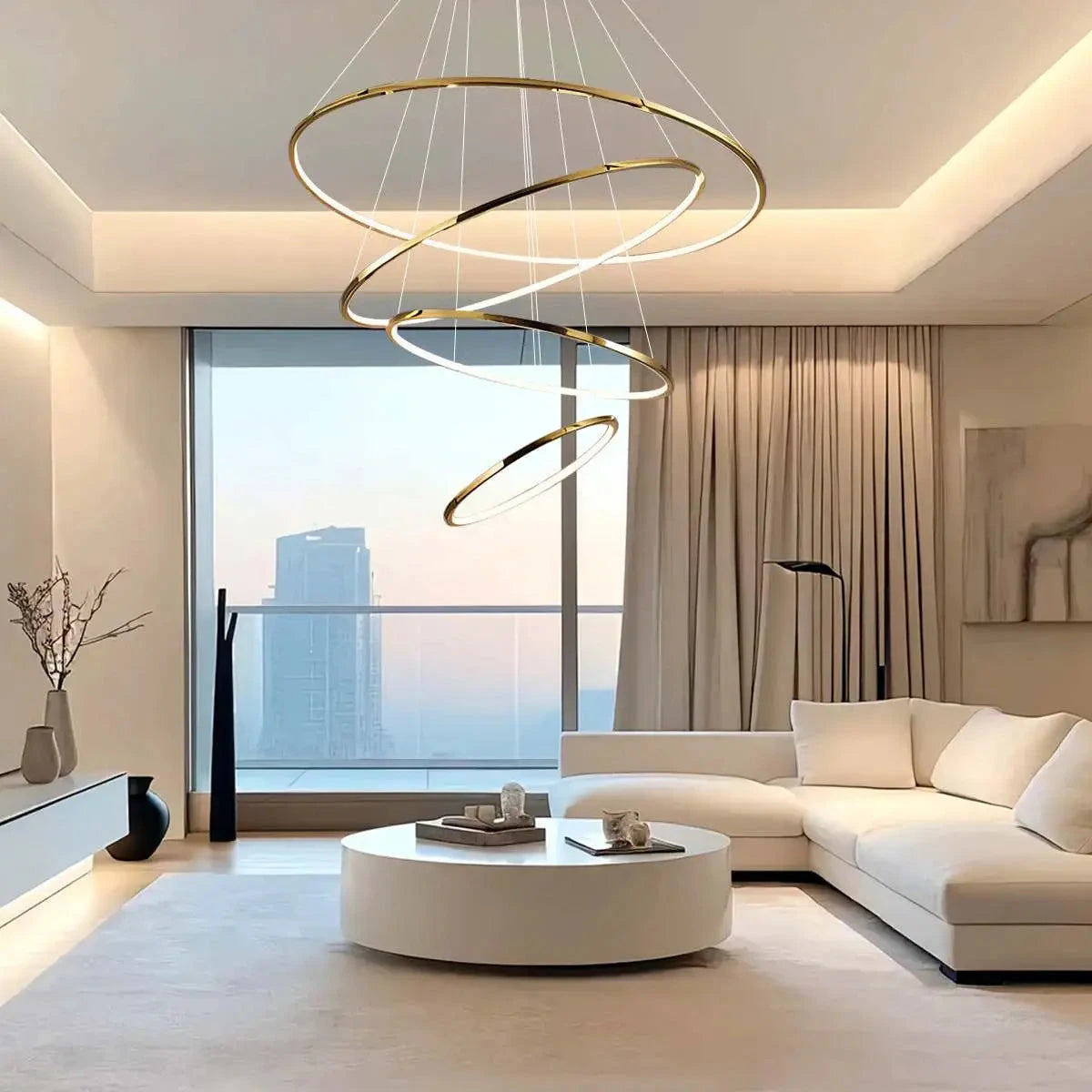 Antizer Large Tiered Ring Foyer Chandelier