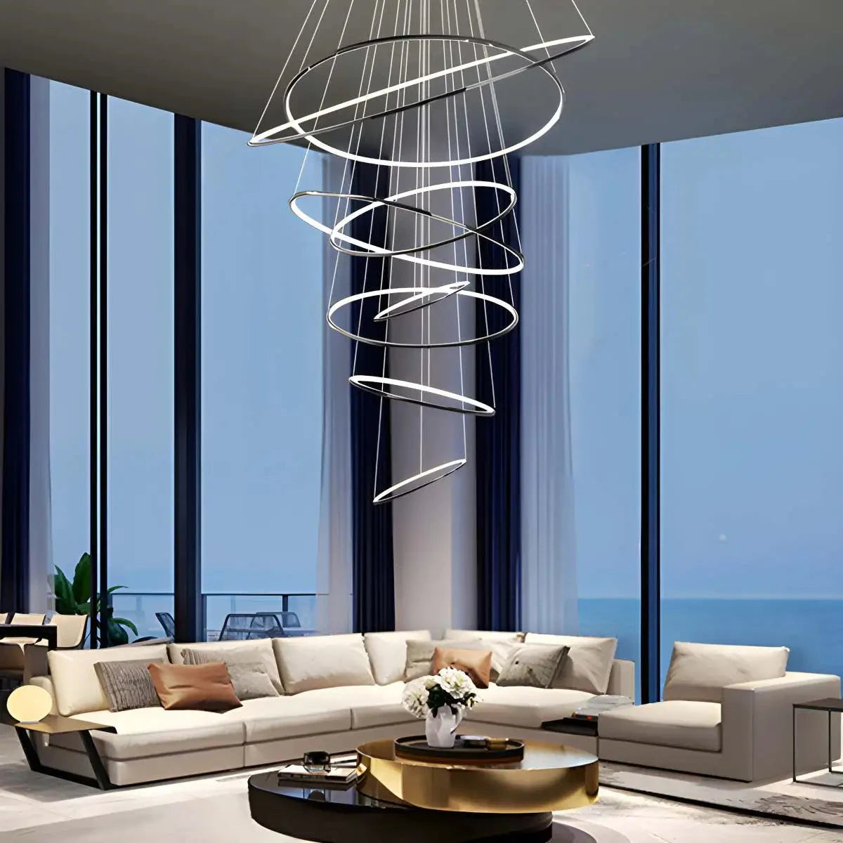 Antizer Large Tiered Ring Foyer Chandelier