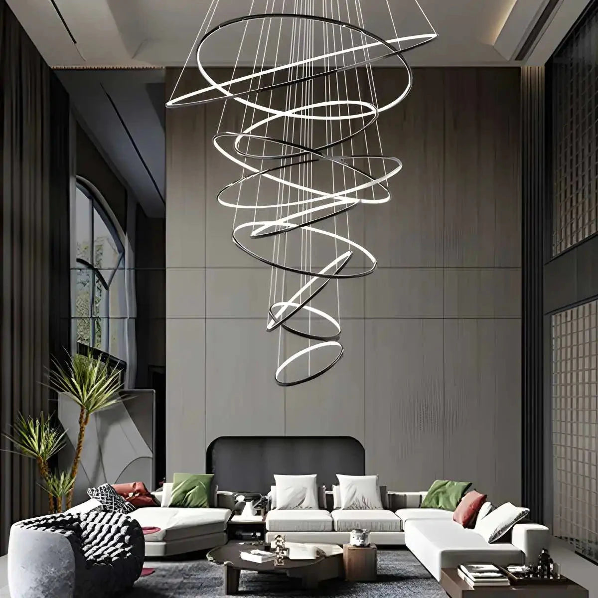 Antizer Large Tiered Ring Foyer Chandelier