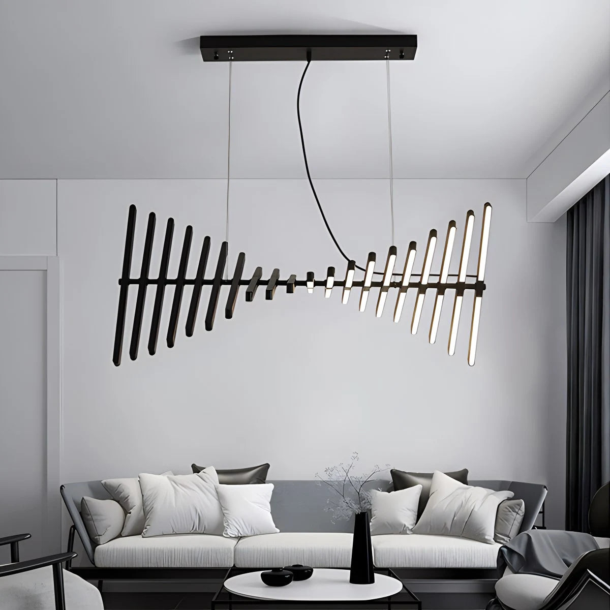 Antizer Linear Fish Bone Modeling Chandelier Level Stepless Dimming
