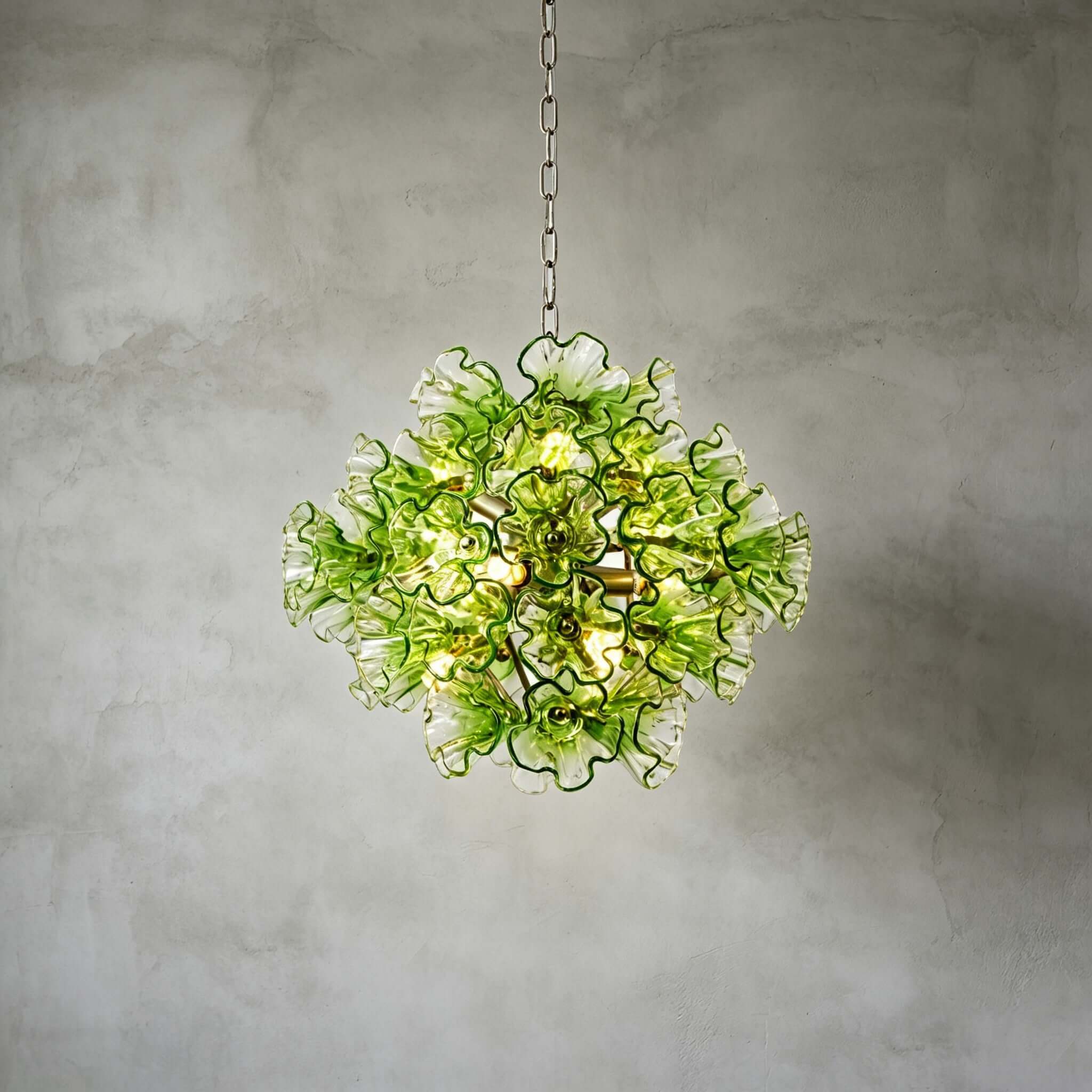 Liravelle Chandelier | Mid Century Green Glass Chandelier