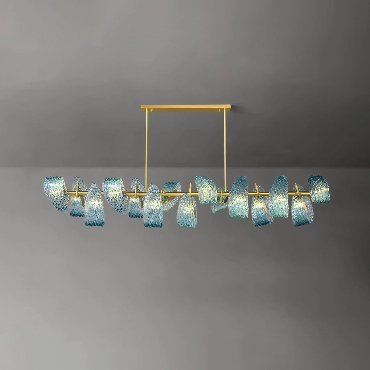 modern blue art glass chandelier