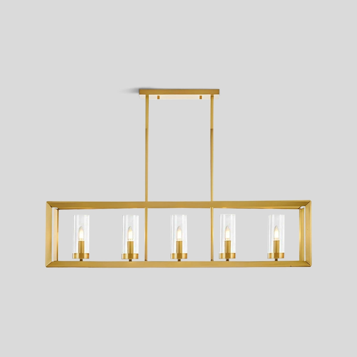 Antizer Modern Luxury All Copper Chandelier Long-5 Heads Warm Light