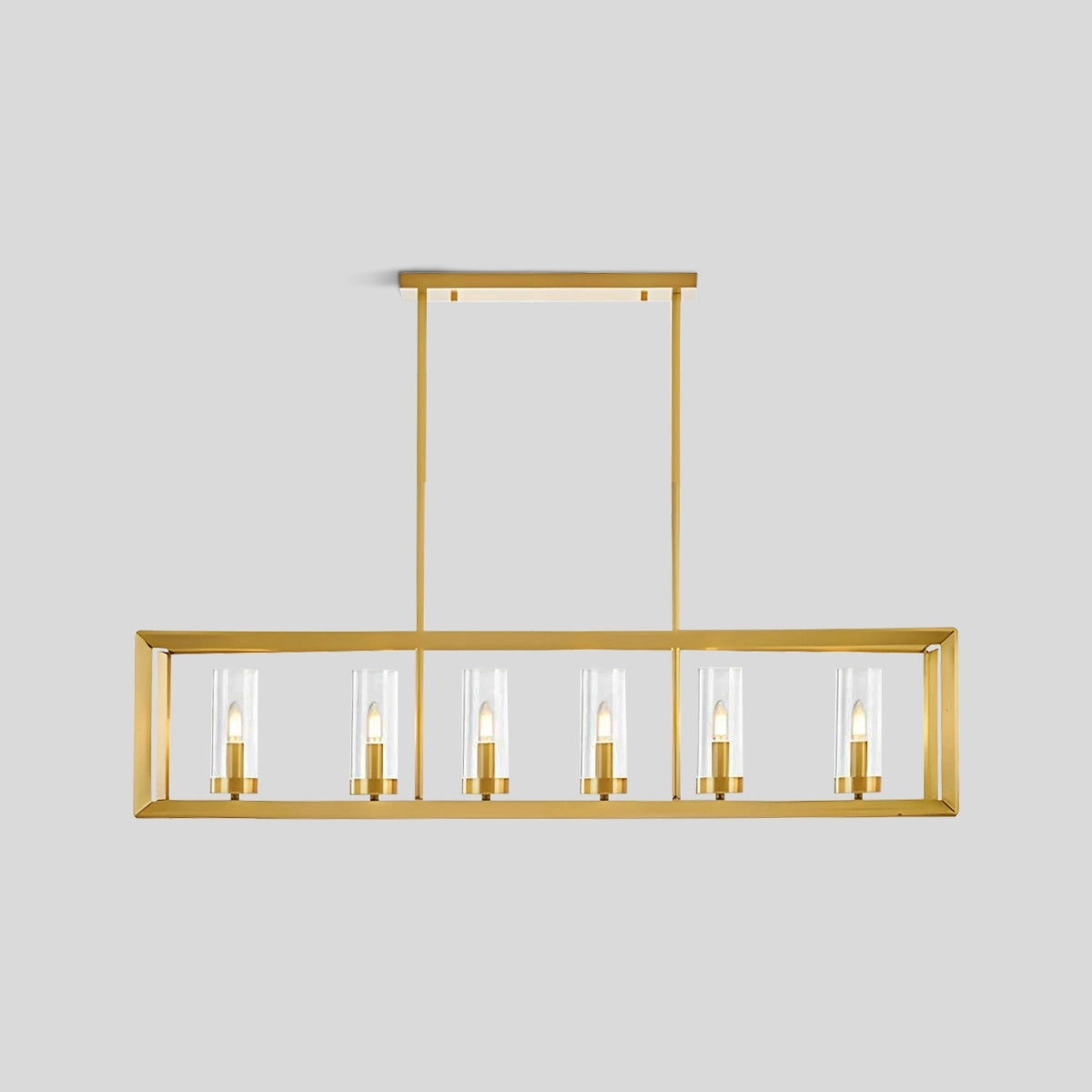 Antizer Modern Luxury All Copper Chandelier Long-6 Heads Warm Light