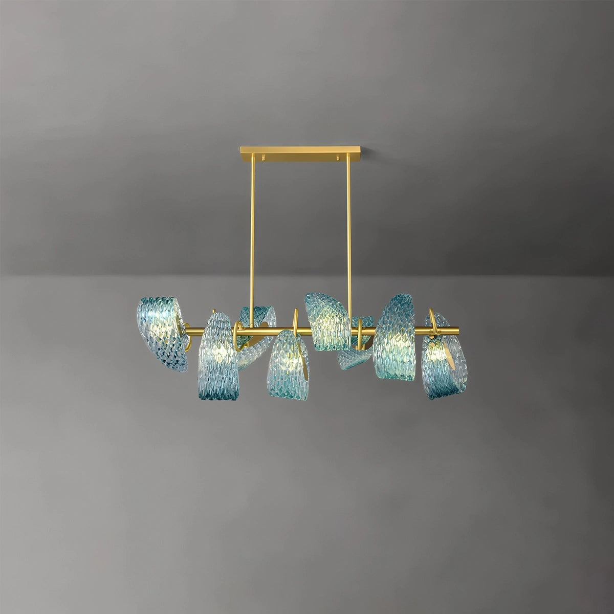 blue art glass chandelier