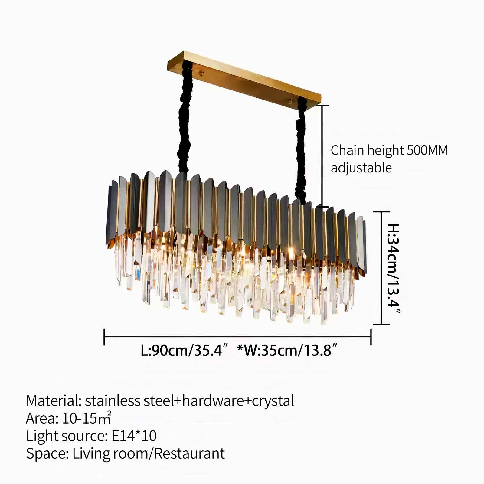 Antizer Modern Black Gold Luxury Crystal Chandelier