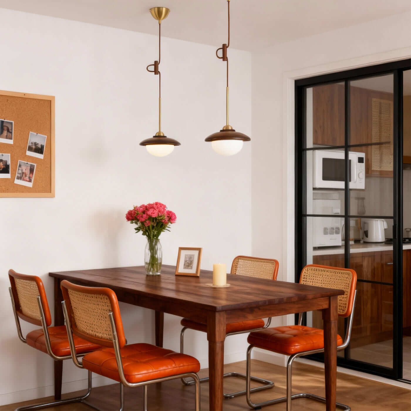 Antizer Mid-Century Walnut Wood UFO Pendant Light