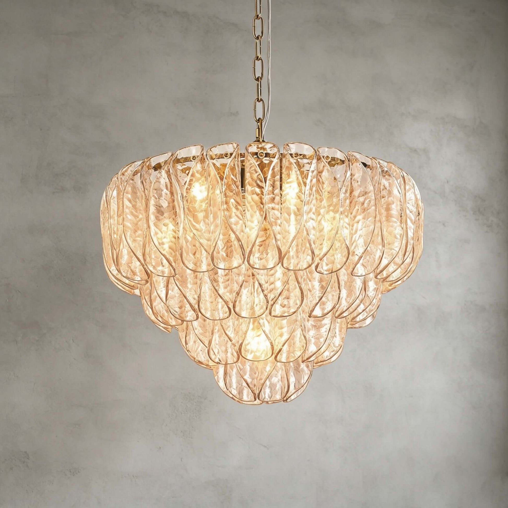Elegant Tiered Glass Leaf Chandelier Modern Dining Room Light