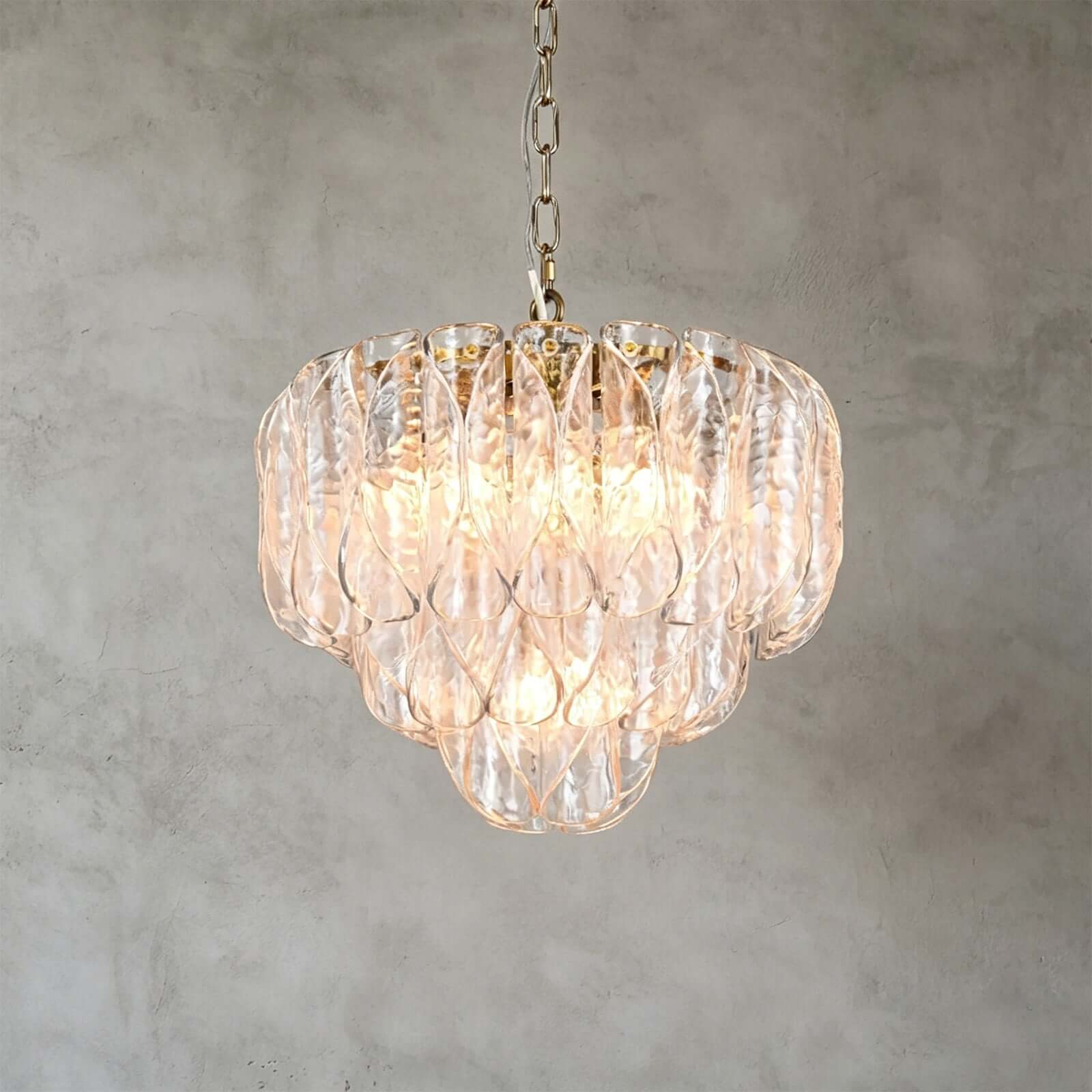 Antizer Layers Rippled Glass Petals Chandelier