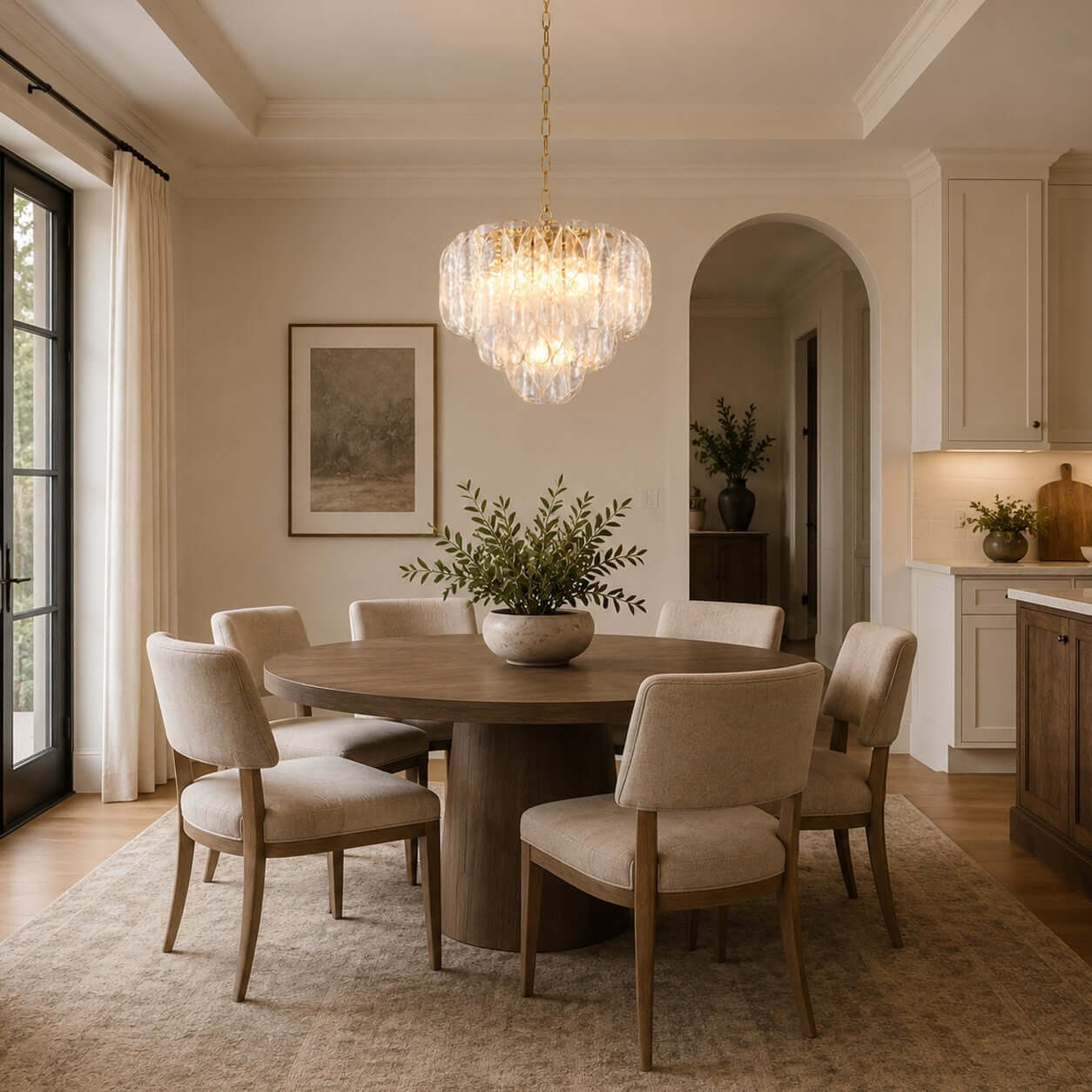 Antizer Layers Rippled Glass Petals Chandelier