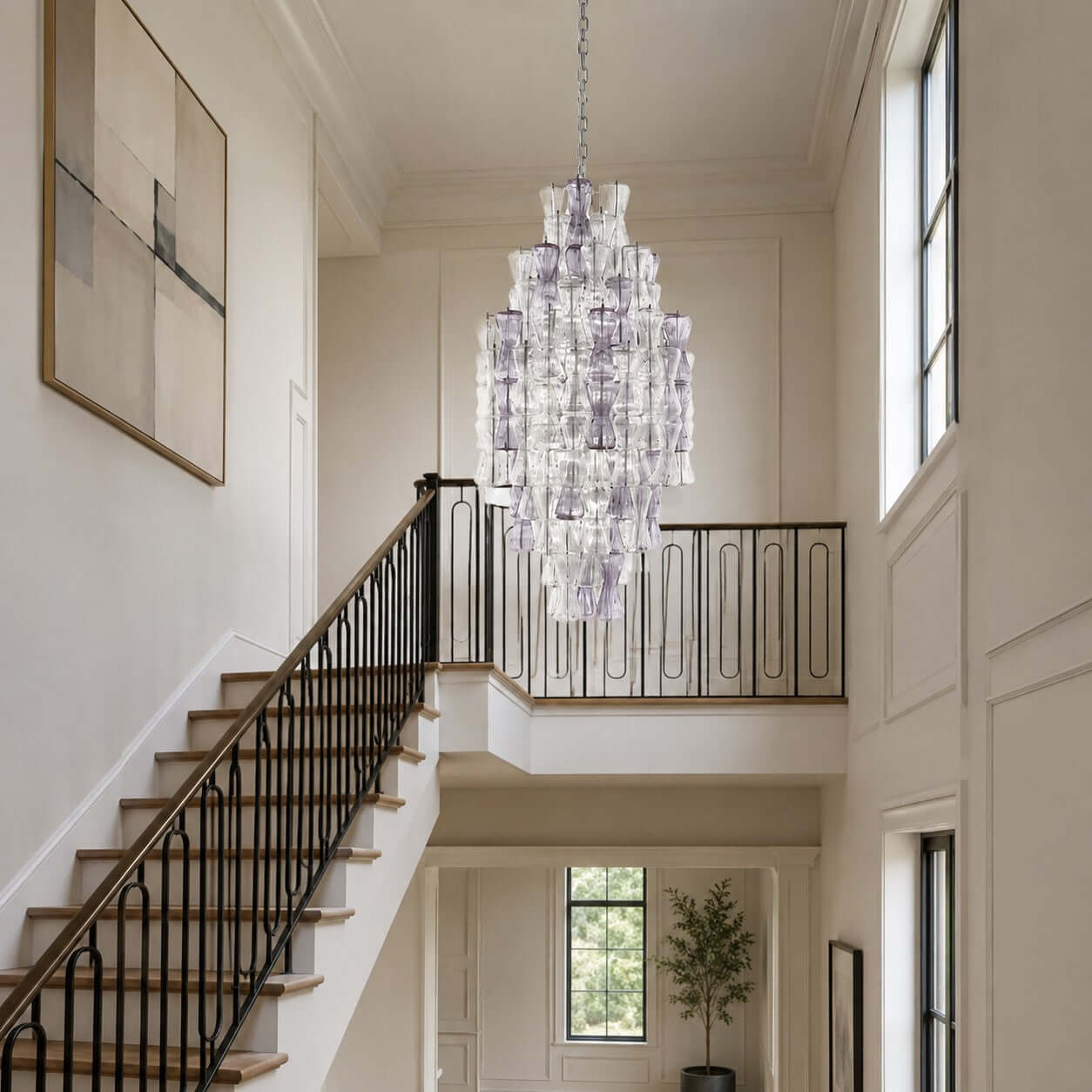 Antizer Murano Artful Layered Glass High Chandelier