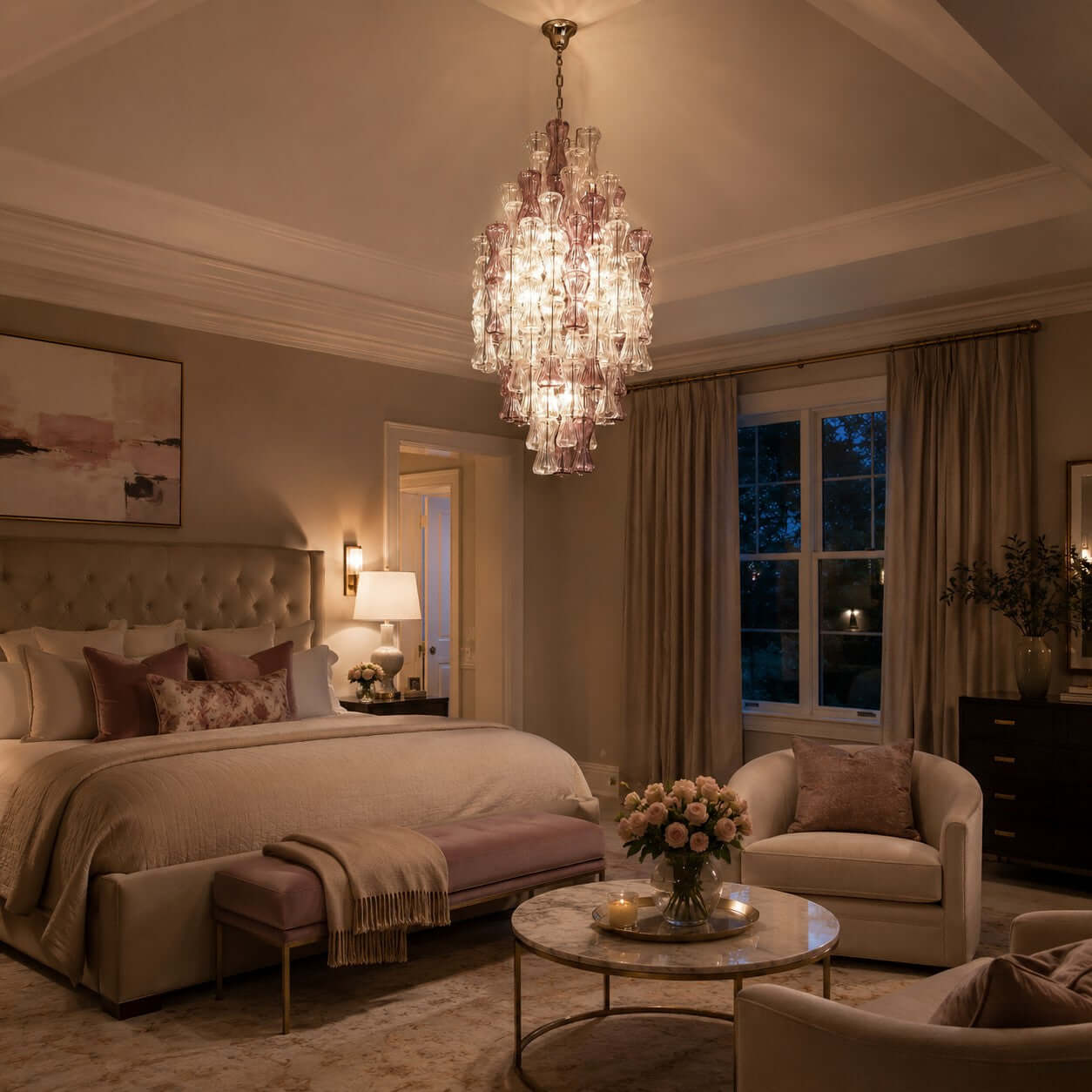 Antizer Murano Artful Layered Glass High Chandelier