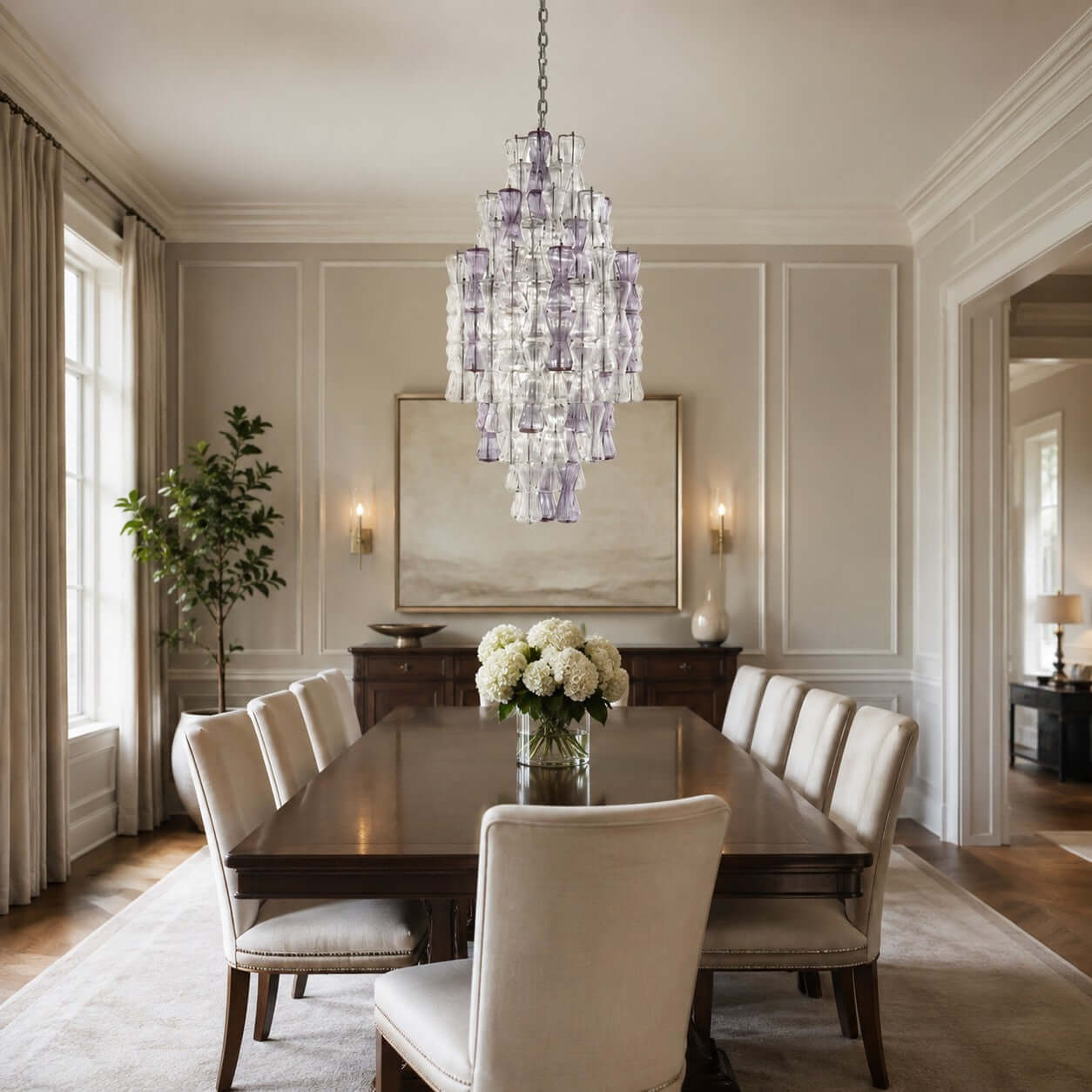 Antizer Murano Artful Layered Glass High Chandelier