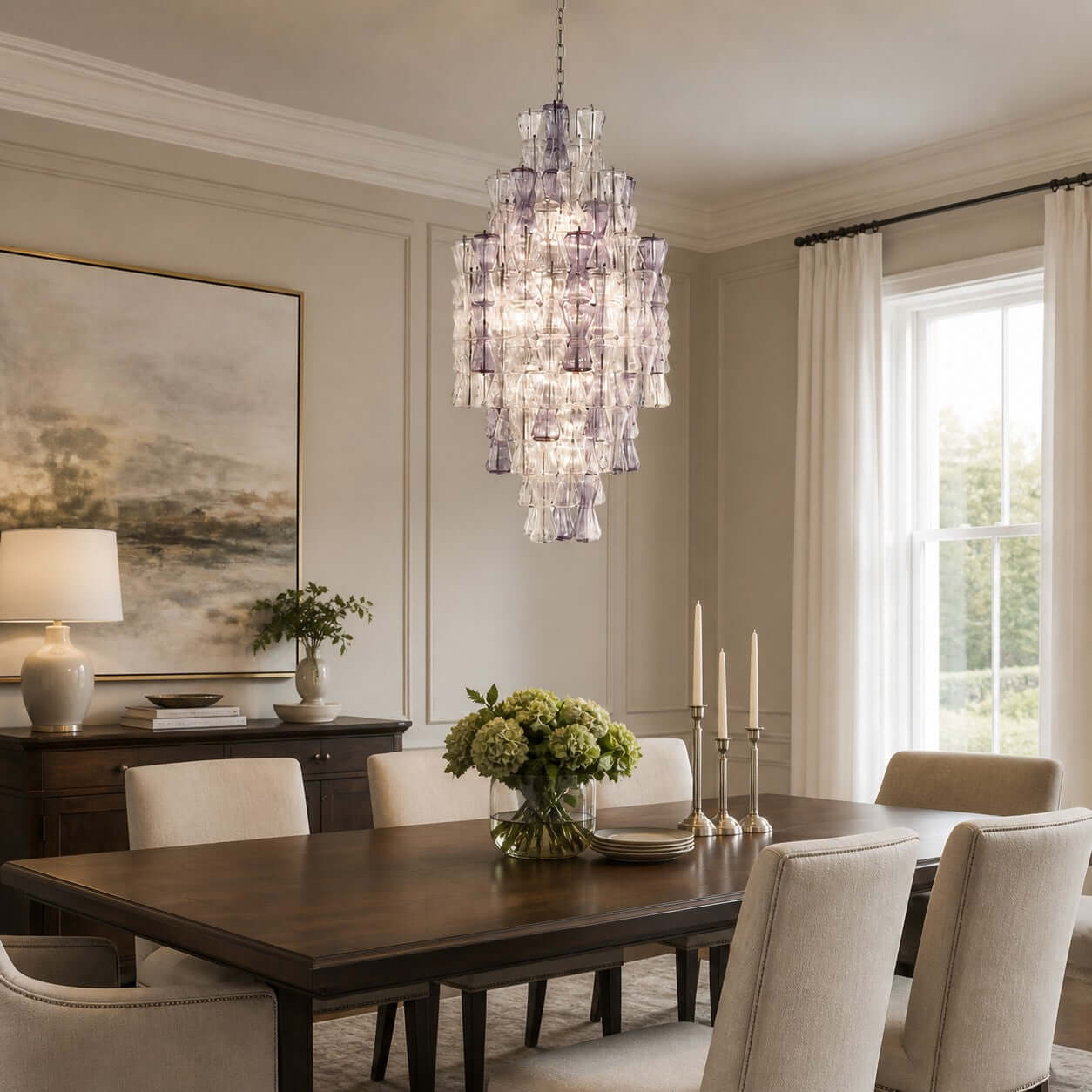 Antizer Murano Artful Layered Glass High Chandelier