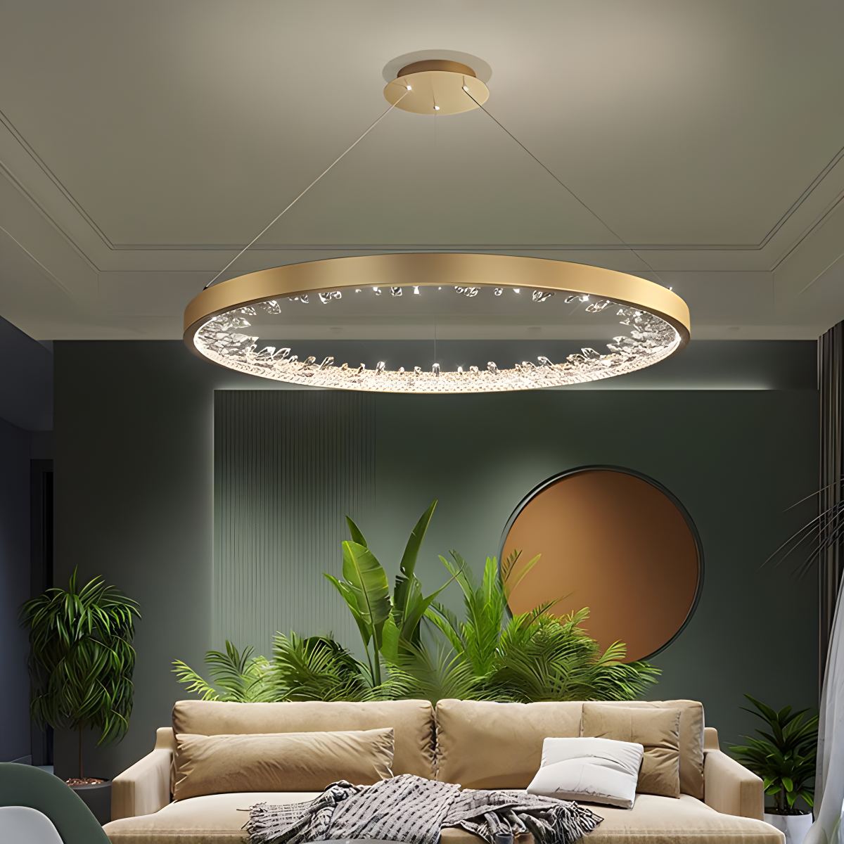 Antizer Luxury Circle Crystal Chandelier for Living Room