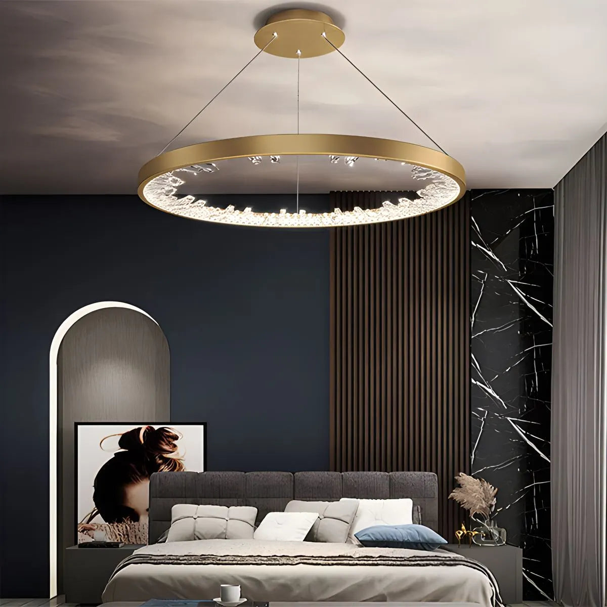 Antizer Luxury Circle Crystal Chandelier for Living Room