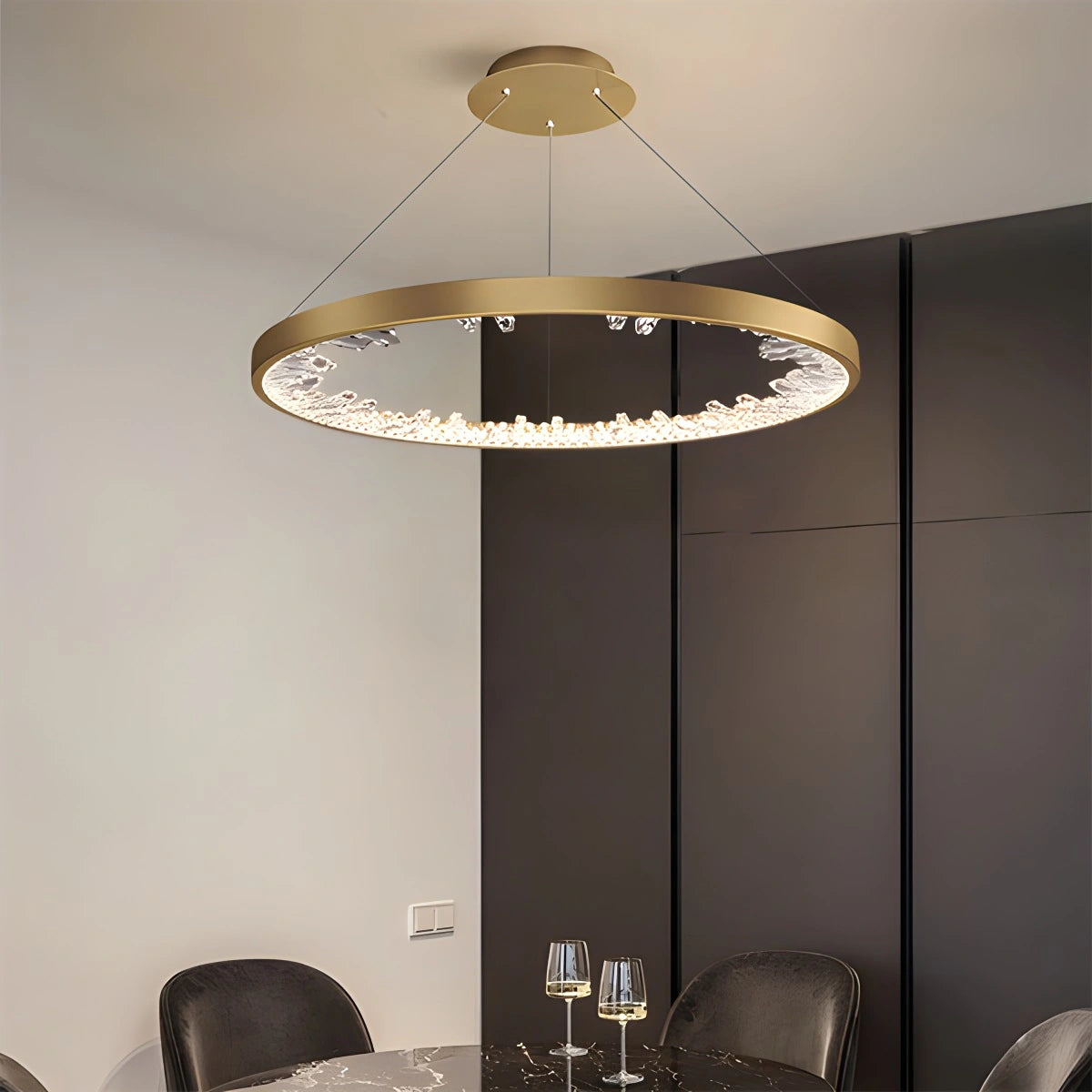 Antizer Luxury Circle Crystal Chandelier for Living Room