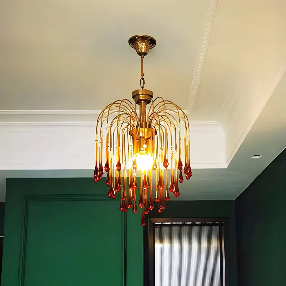 Antizer French Retro Water Drop Glass Chandelier
