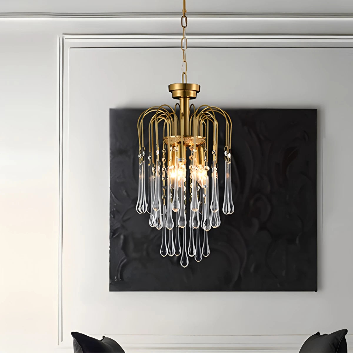Antizer French Retro Water Drop Glass Chandelier
