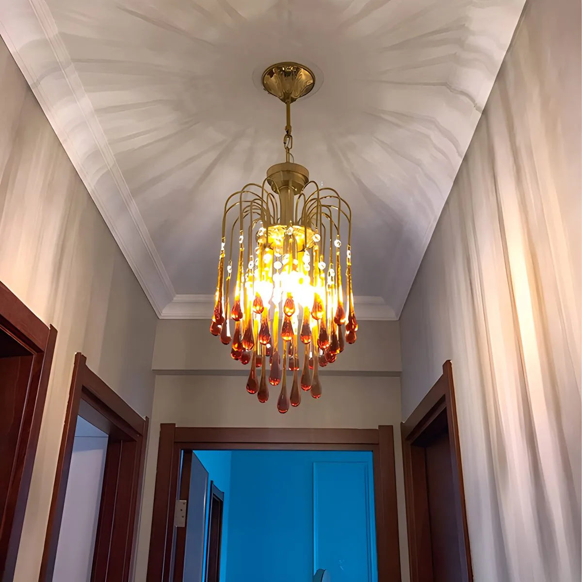 Antizer French Retro Water Drop Glass Chandelier