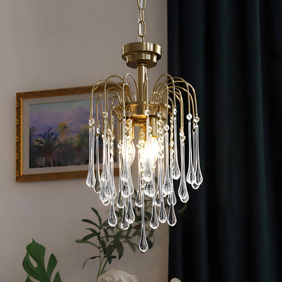 Antizer French Retro Water Drop Glass Chandelier