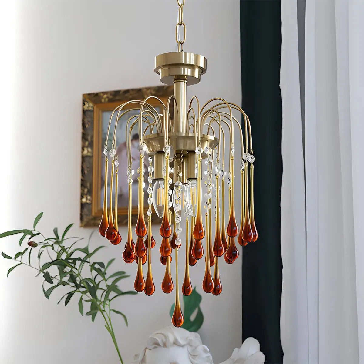 Antizer French Retro Water Drop Glass Chandelier