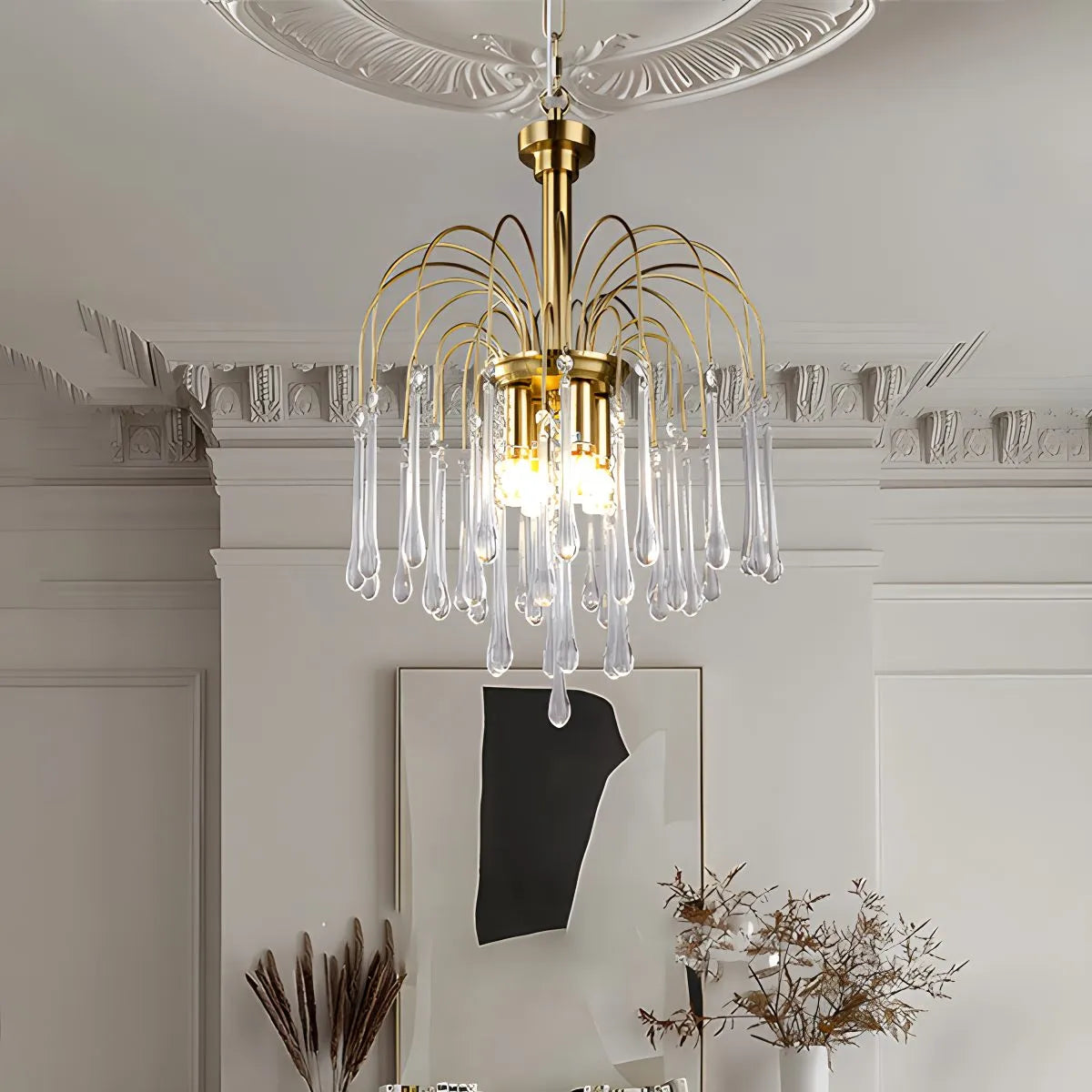 Antizer French Retro Water Drop Glass Chandelier
