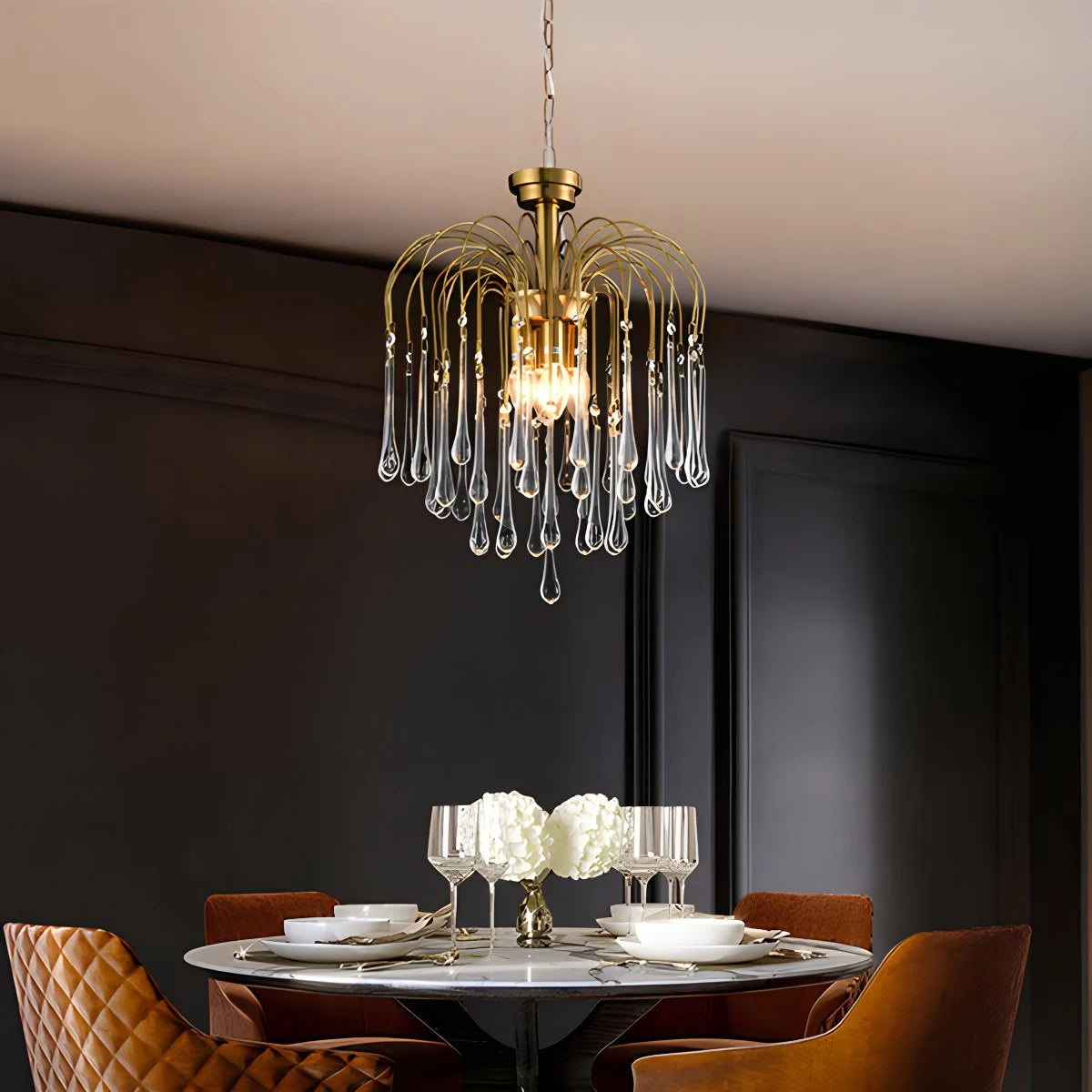 Antizer French Retro Water Drop Glass Chandelier