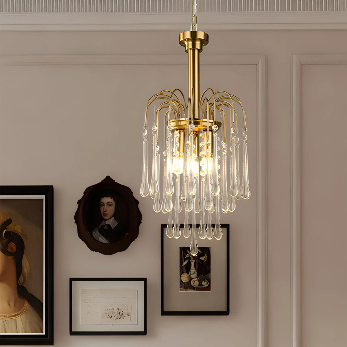 Antizer French Retro Water Drop Glass Chandelier