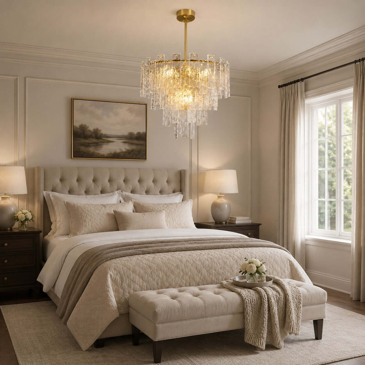 Antizer Modern Layered Textured Glass Chandelier