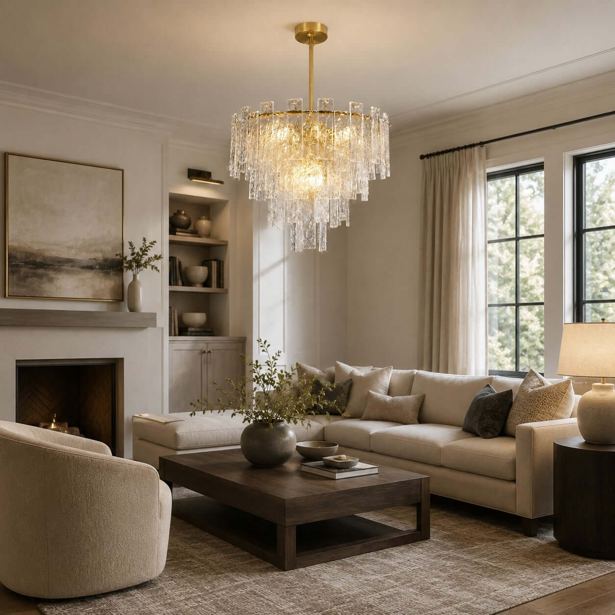 Antizer Modern Layered Textured Glass Chandelier