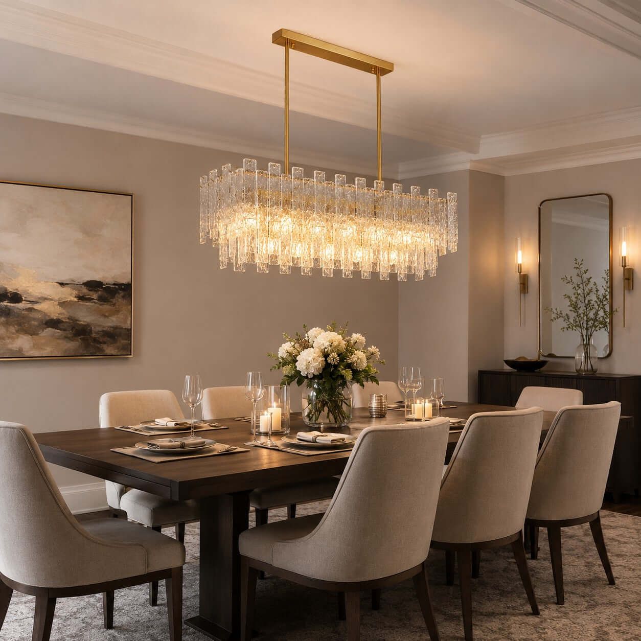 Antizer Modern Layered Textured Glass Chandelier