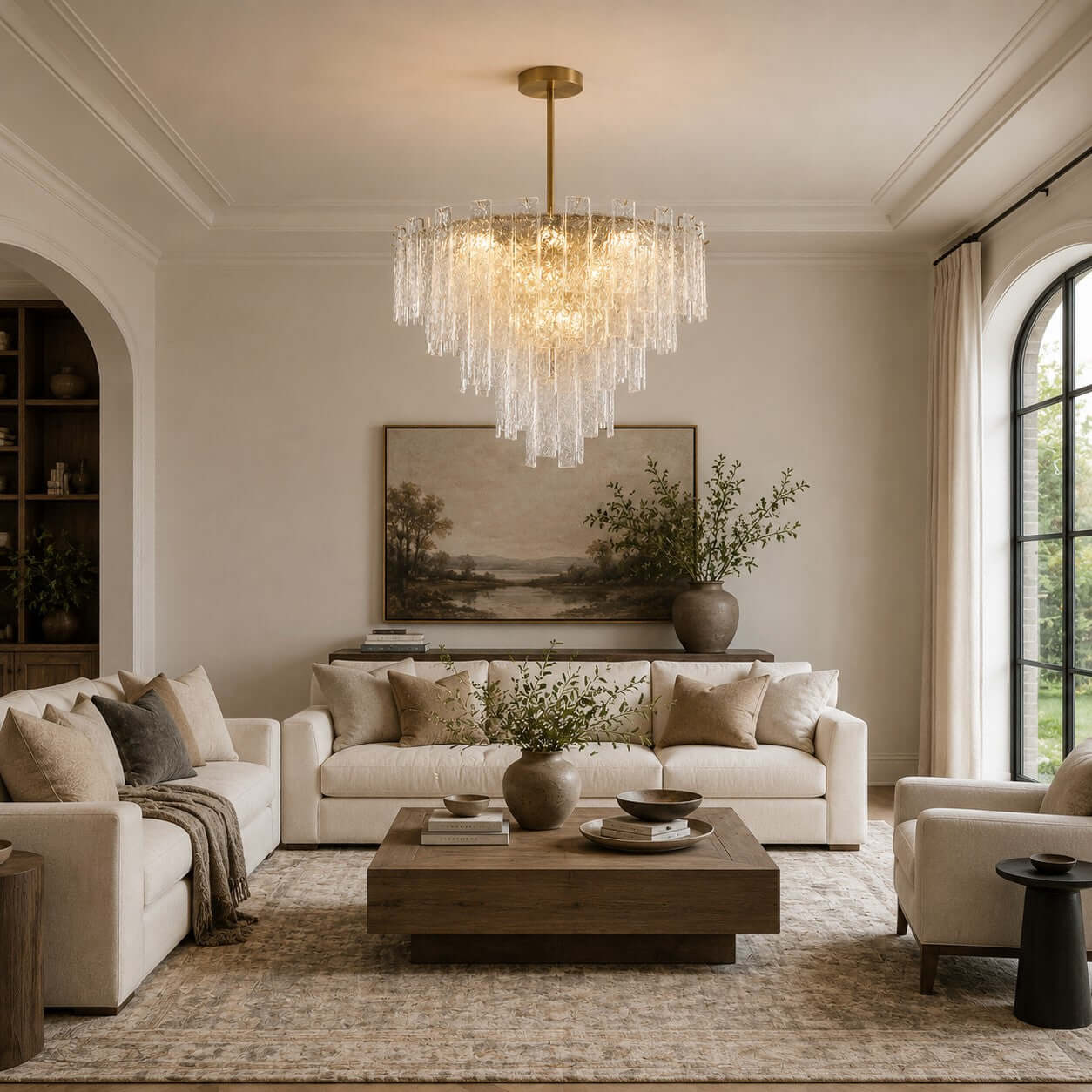 Antizer Modern Layered Textured Glass Chandelier