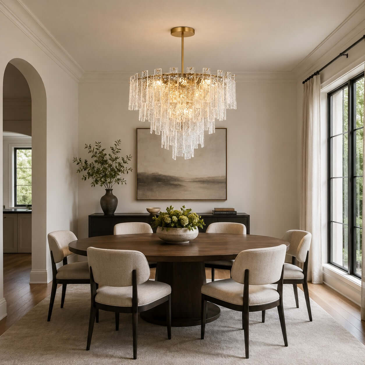 Antizer Modern Layered Textured Glass Chandelier