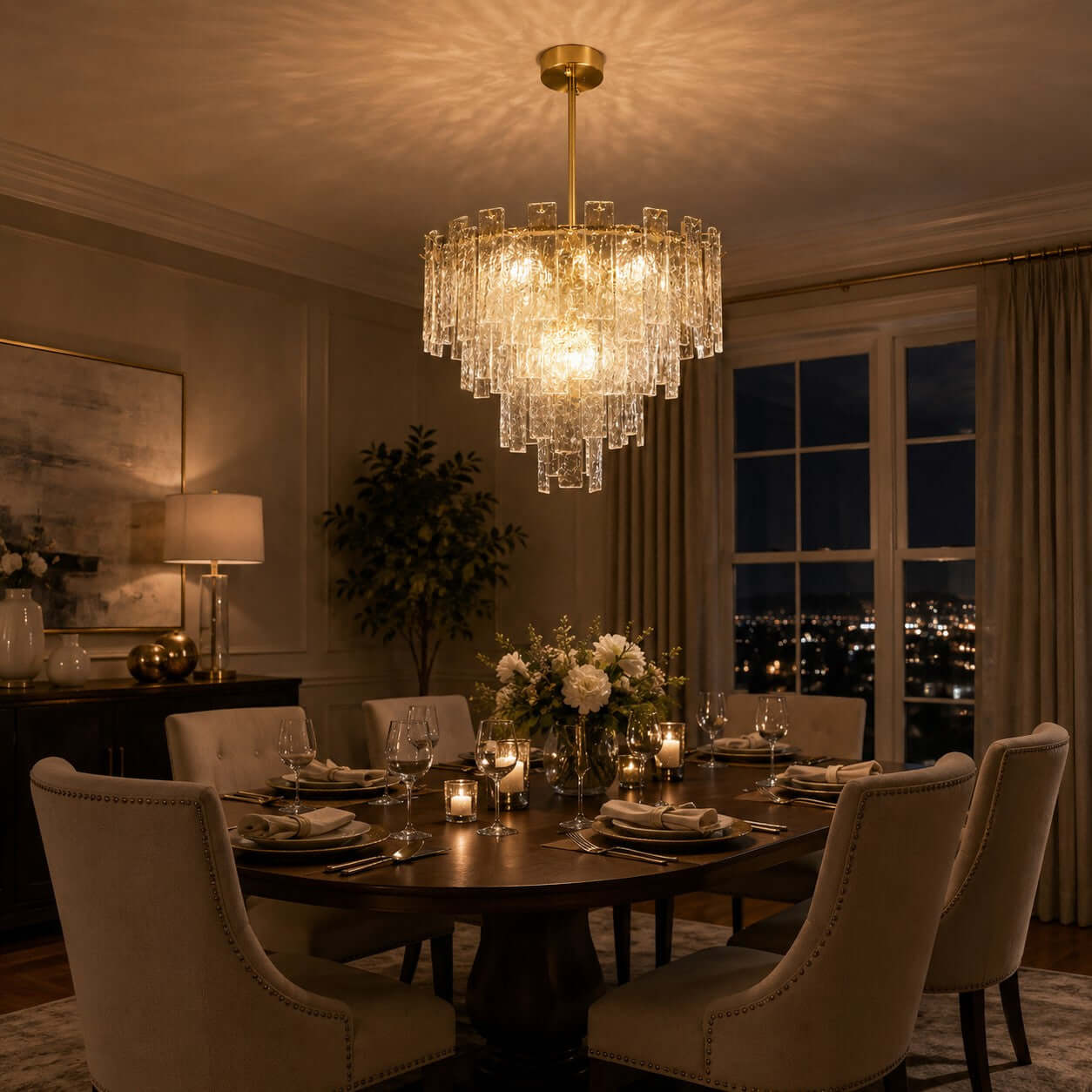 Antizer Modern Layered Textured Glass Chandelier