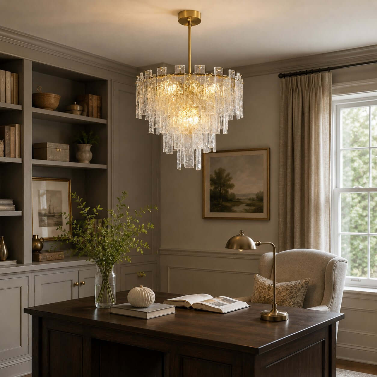 Antizer Modern Layered Textured Glass Chandelier