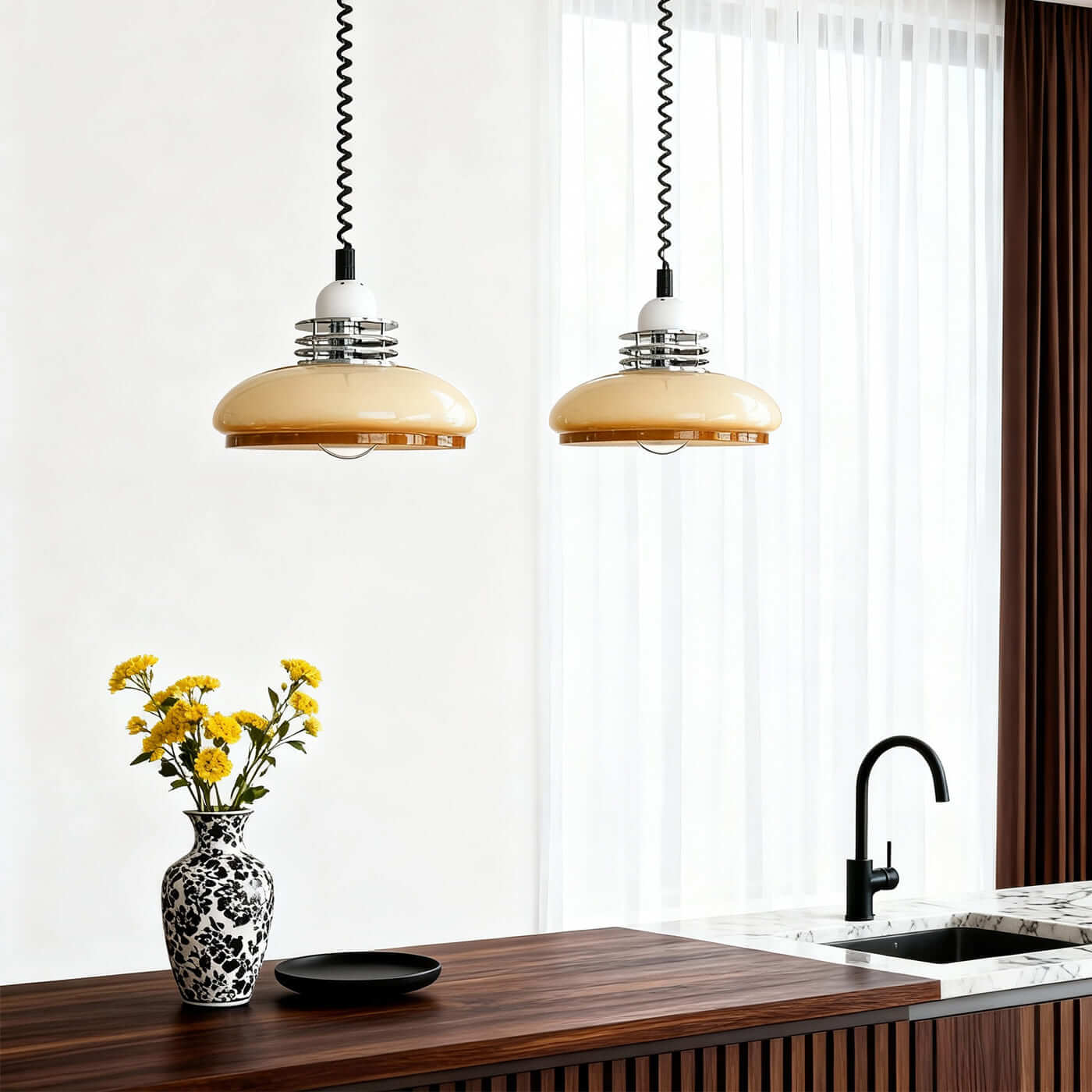 Antizer Nordic Bauhaus Retractable Glass Pendant Light