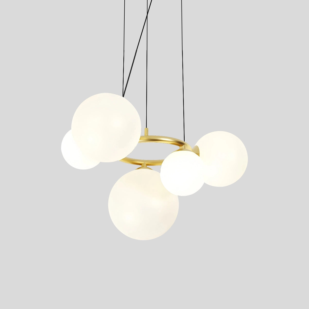 Antizer Luxurious Single-Tone Glass Spheres Chandelier Milk White 5 Heads