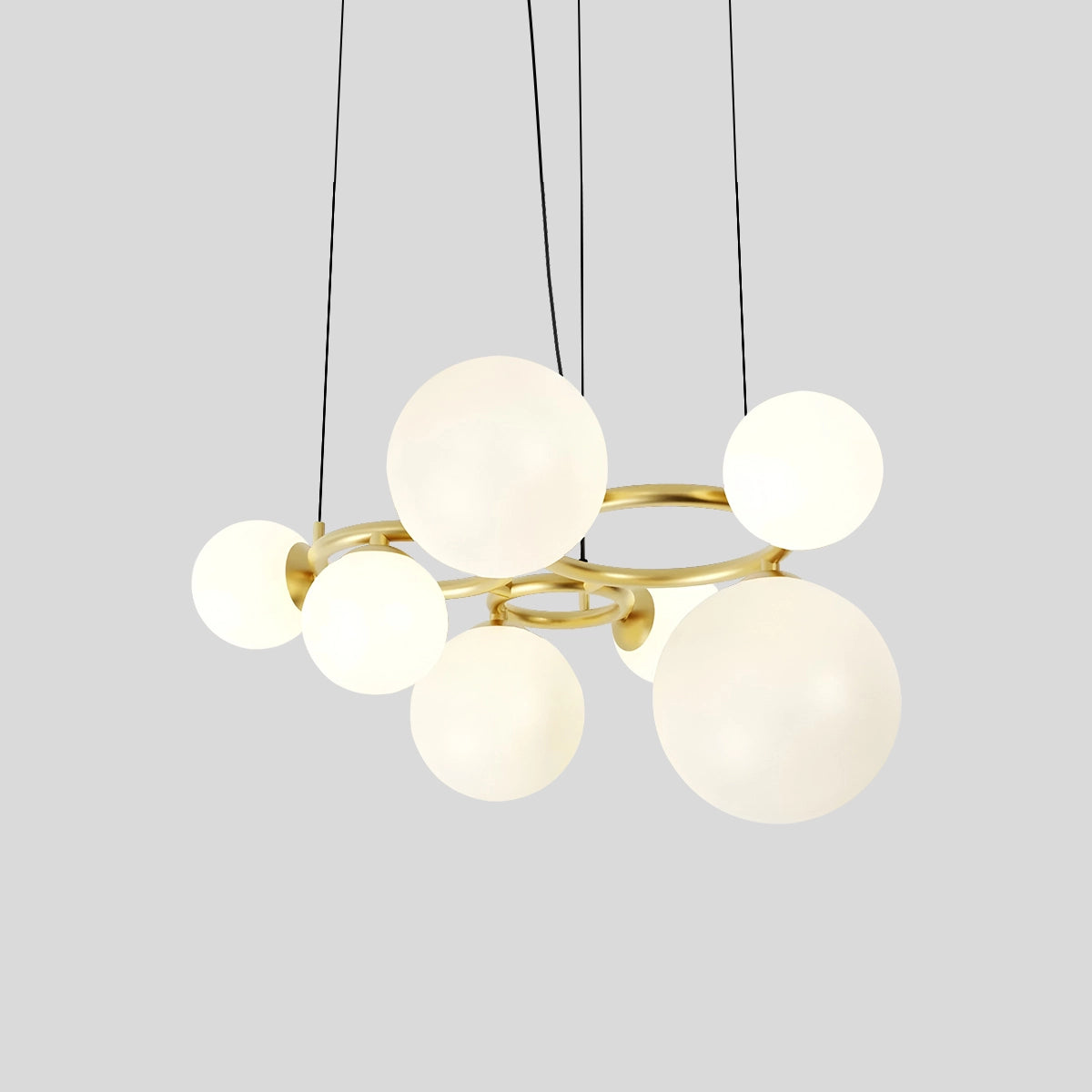 Antizer Luxurious Single-Tone Glass Spheres Chandelier Milk White 7 Heads