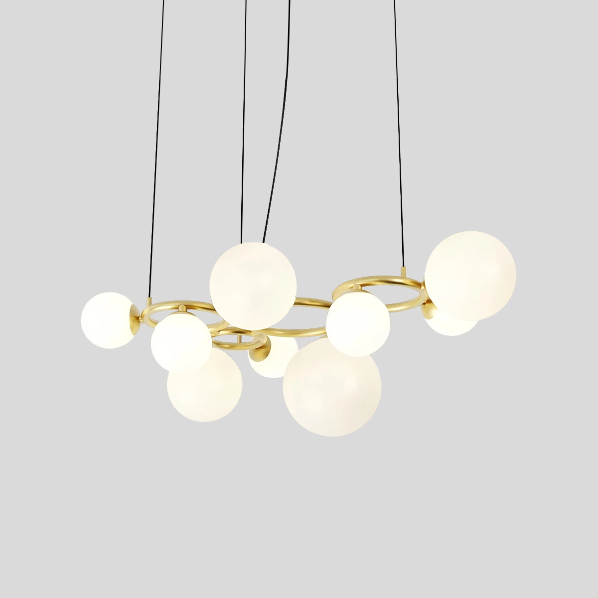Antizer Luxurious Single-Tone Glass Spheres Chandelier Milk White 9 Heads