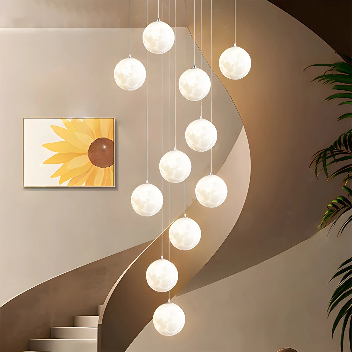 Antizer Modern Attic 3D Moon Celestial Chandelier 9 Heads-40cm / 15.75"-3D