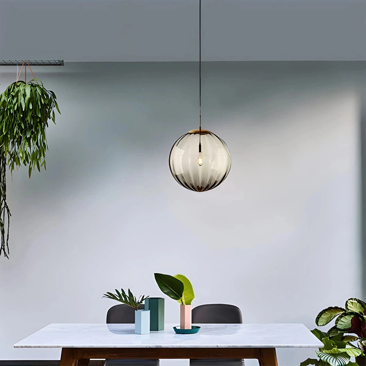round glass pendant light