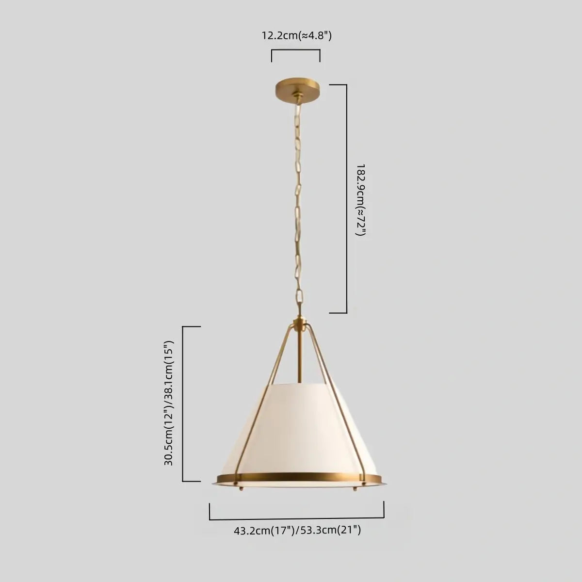 Antizer Vintage Metal Linen Tapered Pendant Light