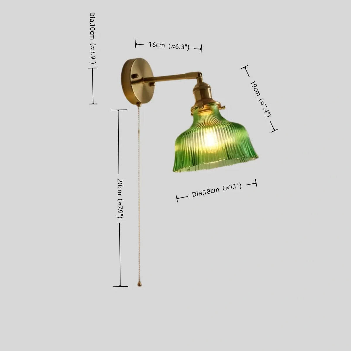 Antizer Vintage Glass Brass Wall Lamp