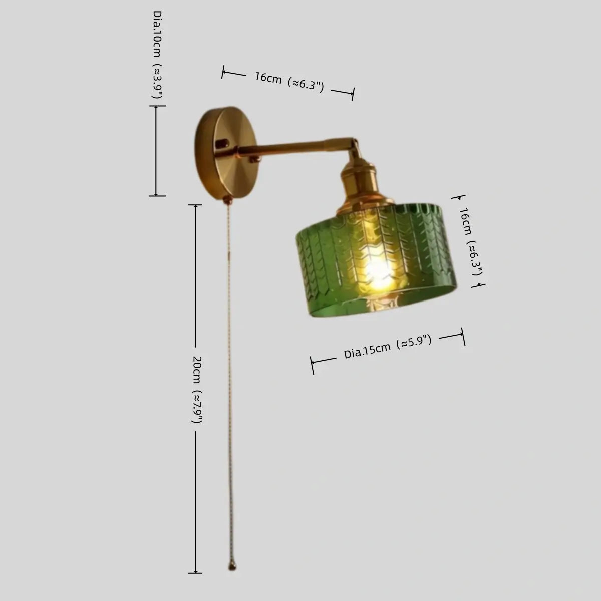 Antizer Vintage Glass Brass Wall Lamp
