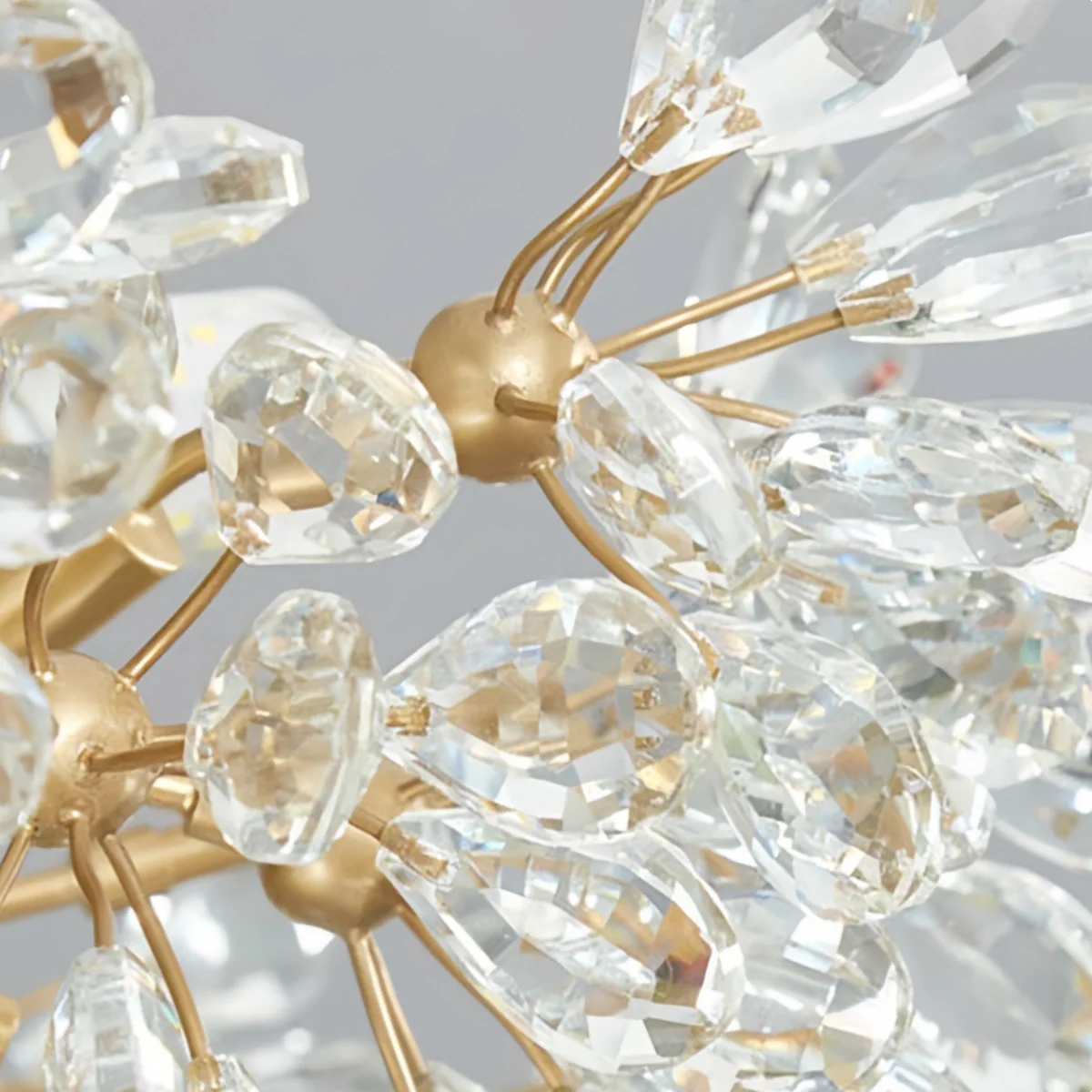 Antizer French Semi-Flush Brass Crystal Ceiling Light