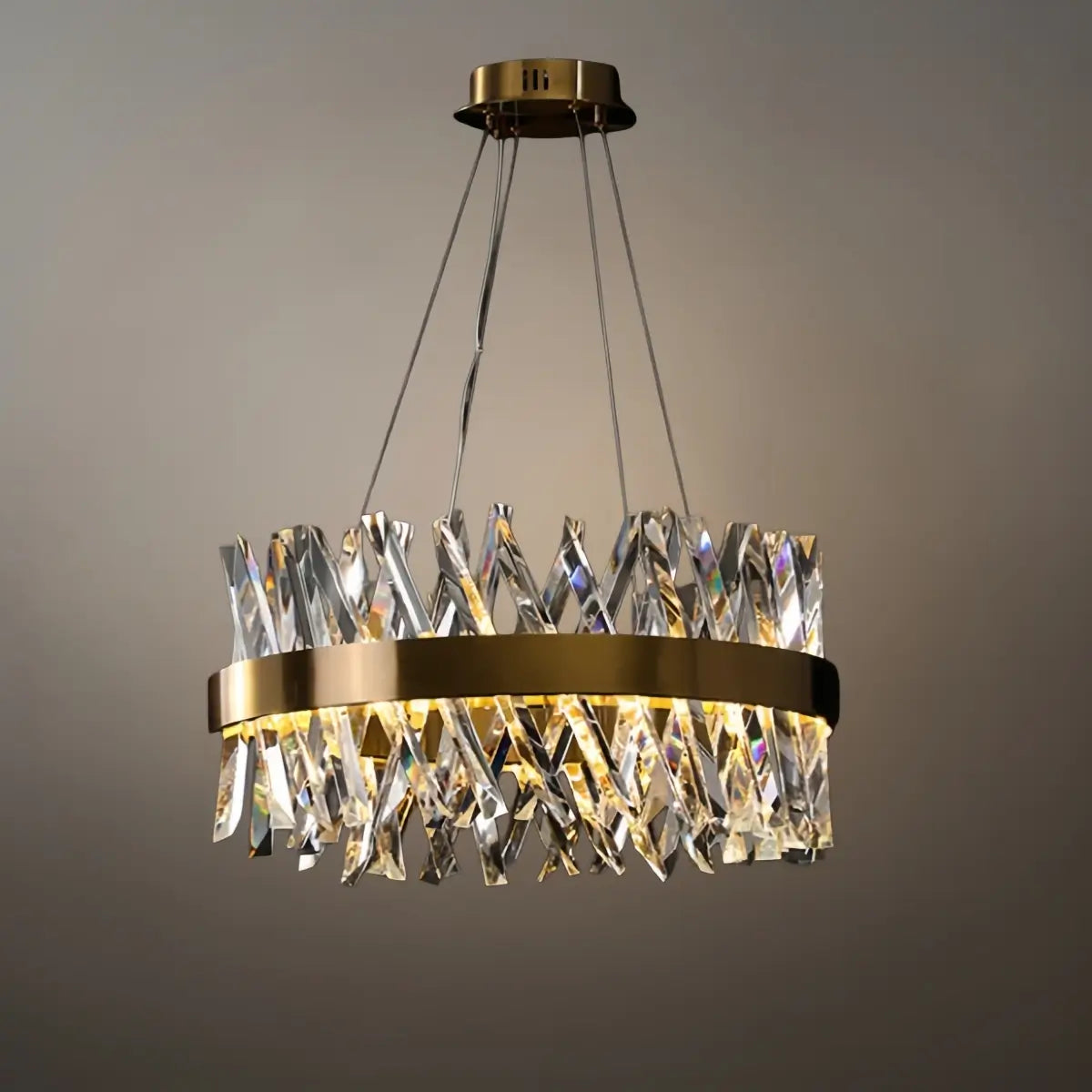 Antizer Modern Crystal Prism Round Chandelier